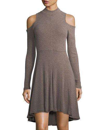 High-low Cold-shoulder Knit Dress