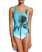 Hawaii Print One-piece Swimsuit,