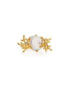 Snowflake Golden Pearl & Crystal Ring