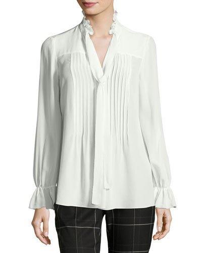 Everette Pintucked Tie-neck