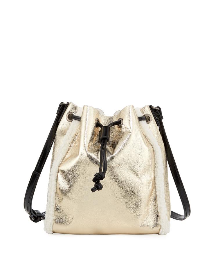 Faux-shearling Bucket Bag