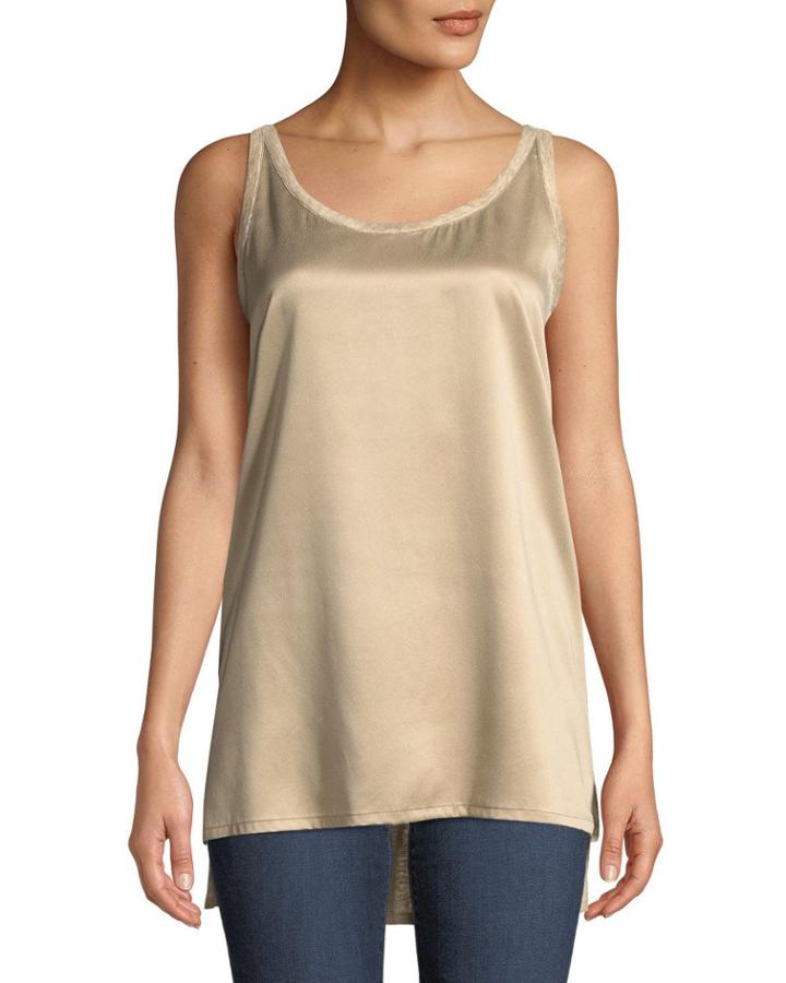 Beaded Silk-linen Combo Tank