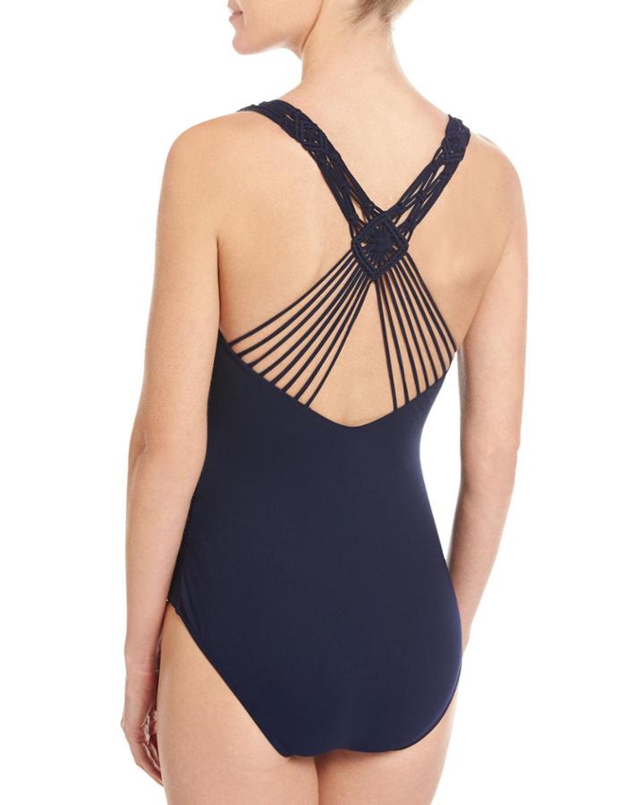 Java Scoop-neck Macrame Back One-piece