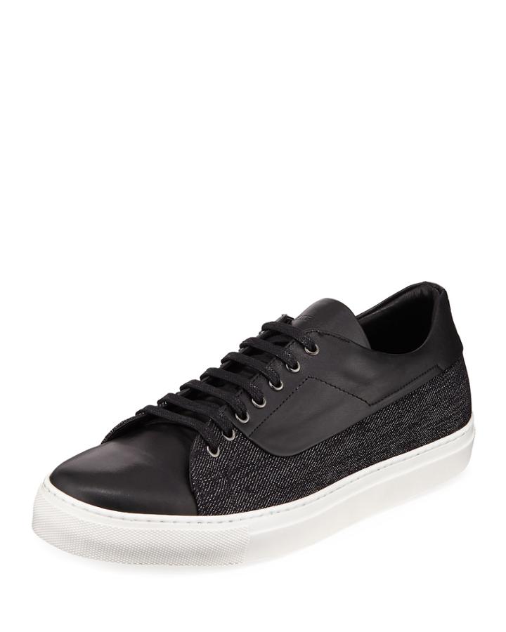 Men's Leather Denim-side Low-top