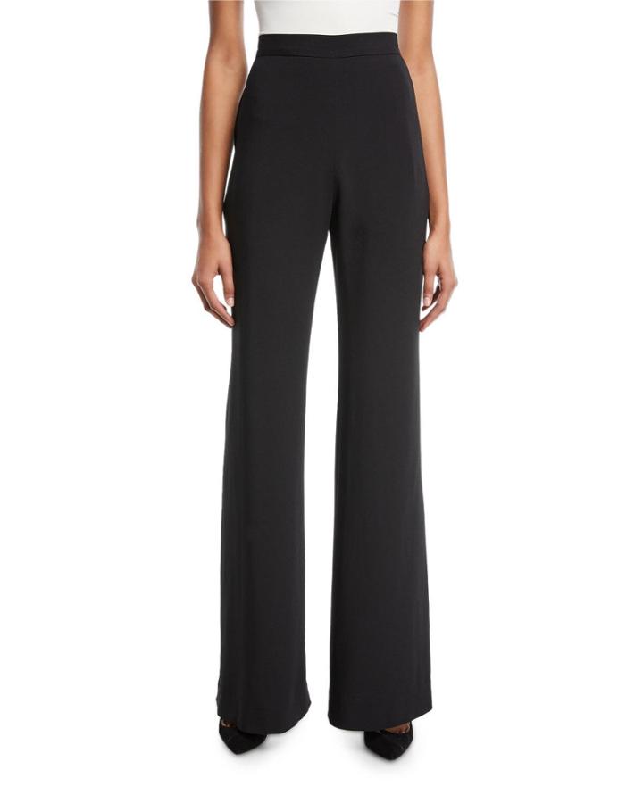 Black Crepe Wide-leg Pants