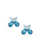 18k White Gold Quartz Stud Earrings, Blue