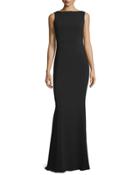 Sleeveless Metallic Cowl-back Gown