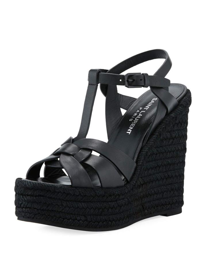Tribute Leather Platform Espadrille Wedge