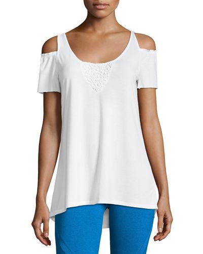 Smocked Cold-shoulder Tee