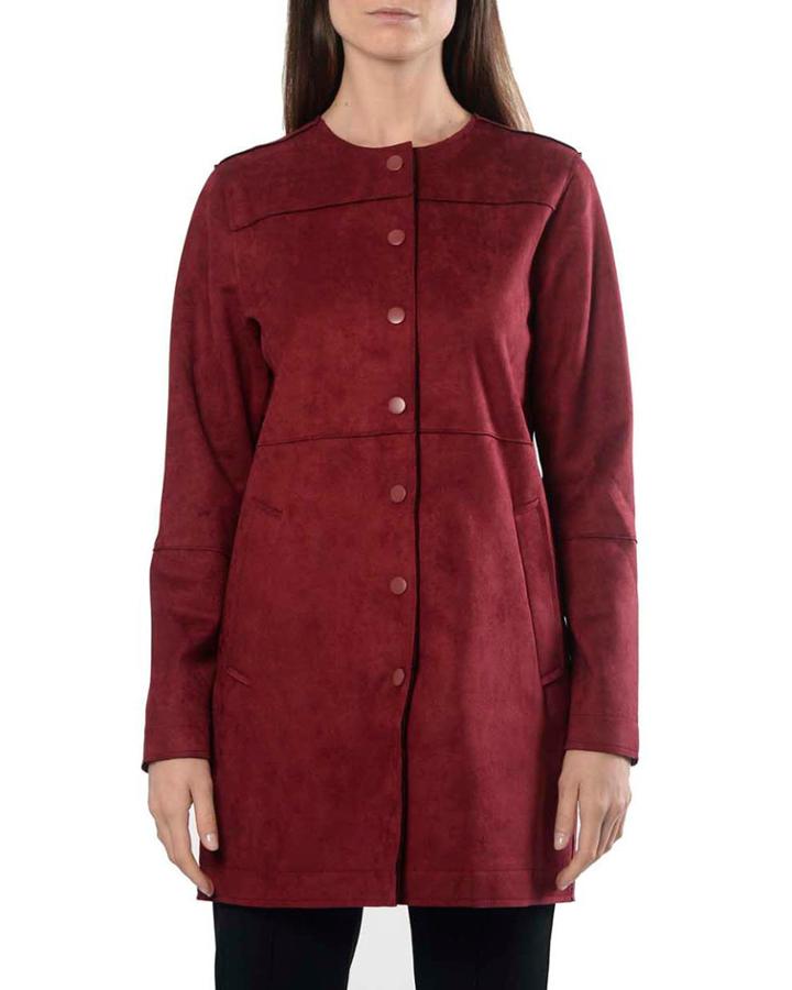 Faux-suede Button-front Jacket