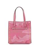 Rockstud Camouflage Small Leather Shoulder Bag, Pink