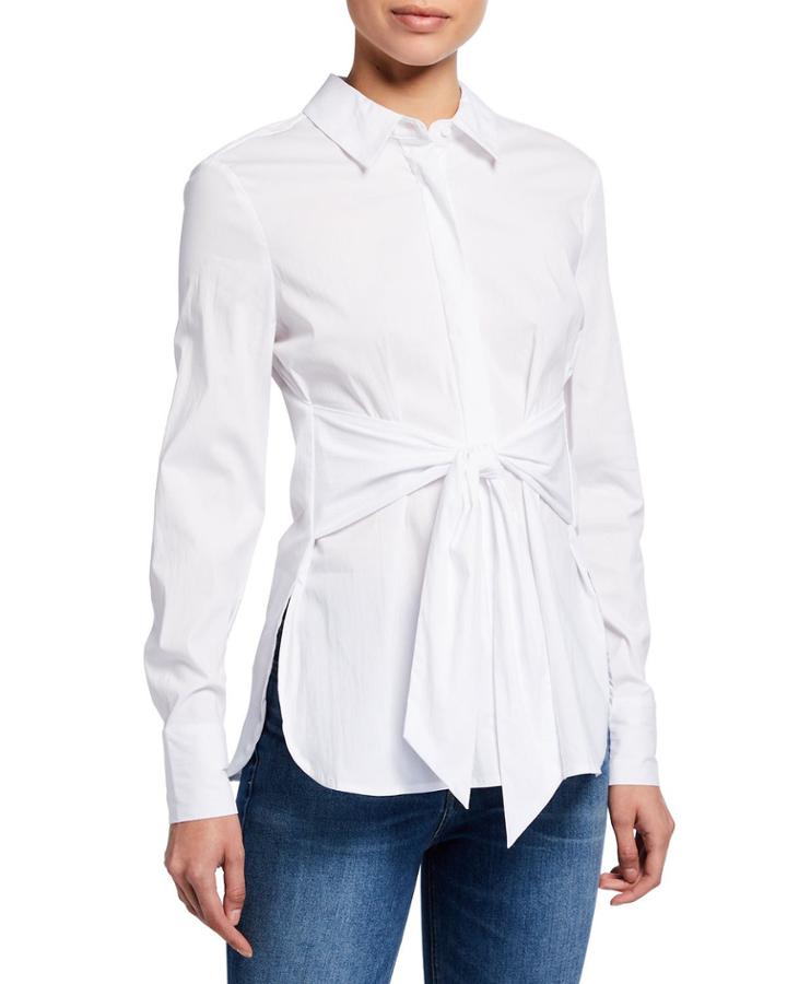 Button-down Self-tie Waist
