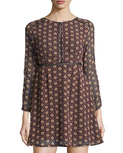 Desert Drive Floral-print Fit & Flare Dress, Blue