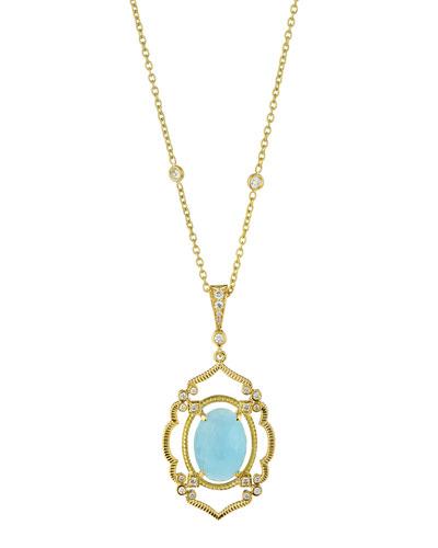 Arabesque Aquamarine & Diamond Pendant Necklace