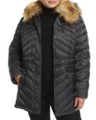 Down Anorak Jacket W/ Faux Fur Trim