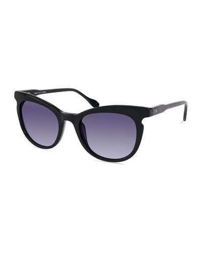 Marrakech Rounded Square Acetate Sunglasses, Black