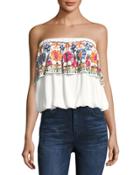 Courtney Strapless Embroidered Top