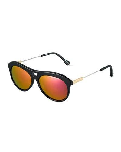 Houston Mirrored Modified Aviator Combo Sunglasses, Black/flash