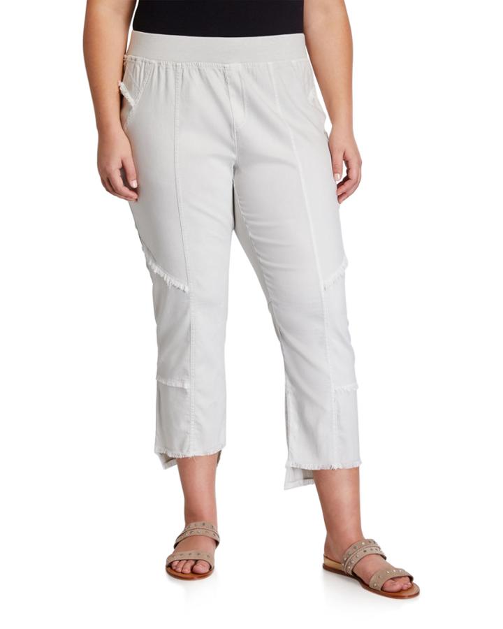 Plus Size Spade Frayed Cropped Pants