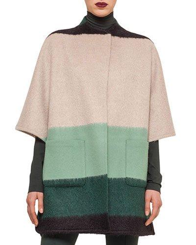 Colorblock Striped Patch-pocket Cape