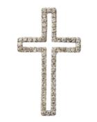 18k White Gold Open Diamond Cross Pendant