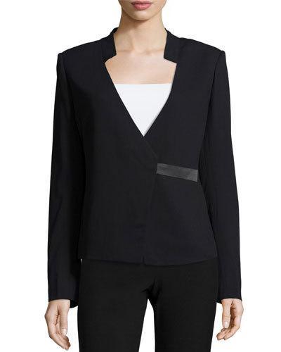 Blazer With Charmuese Closure, Black