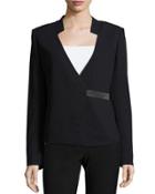 Blazer With Charmuese Closure, Black