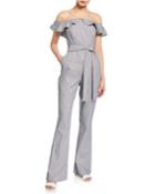 Railroad Striped Strapless Jumpsuit