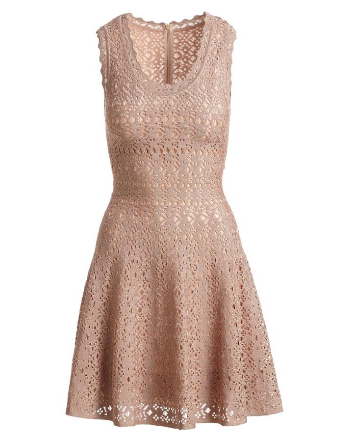 Sleeveless Scalloped Eyelet Lace Fit-and-flare
