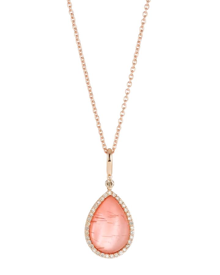 18k Agate & Diamond Teardrop Pendant Necklace