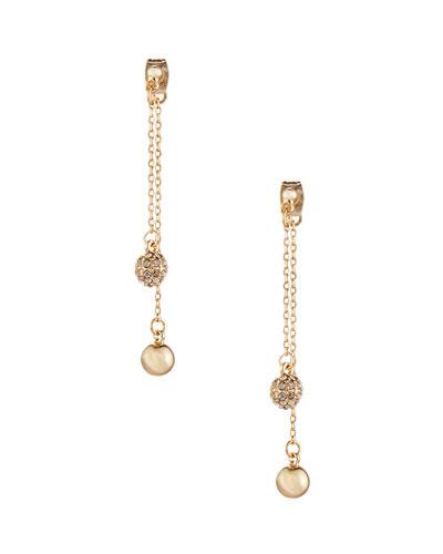 Linear Front-back Crystal Ball Drop Earrings