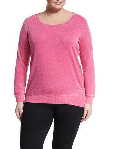 Distressed Fleece Long-sleeve Sweatshirt,