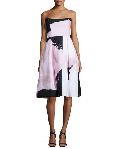 Strapless Paint-floral Ball Dress