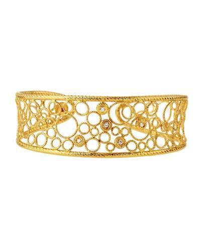 Bollicine 18k Yellow Gold Cuff W/ Diamonds