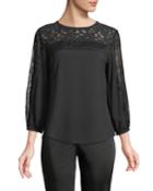 3/4-sleeve Lace Trim Blouse