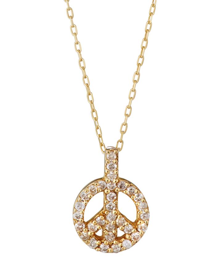 14k Diamond Peace Sign Pendant Necklace