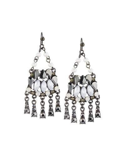 Mixed Crystal & Simulated Pearl Chandelier Earrings,