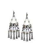 Mixed Crystal & Simulated Pearl Chandelier Earrings,