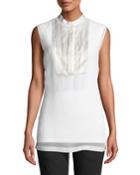 Sleeveless Organza Top With Chain Waterfall And
