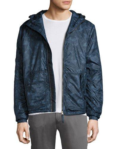 Printed Hooded Anorak Jacket, Navy