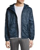 Printed Hooded Anorak Jacket, Navy