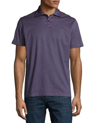 Dot-print Cotton Polo Shirt, Navy/red