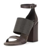 Monili Ankle-wrap Chunky-heel Sandal, Espresso