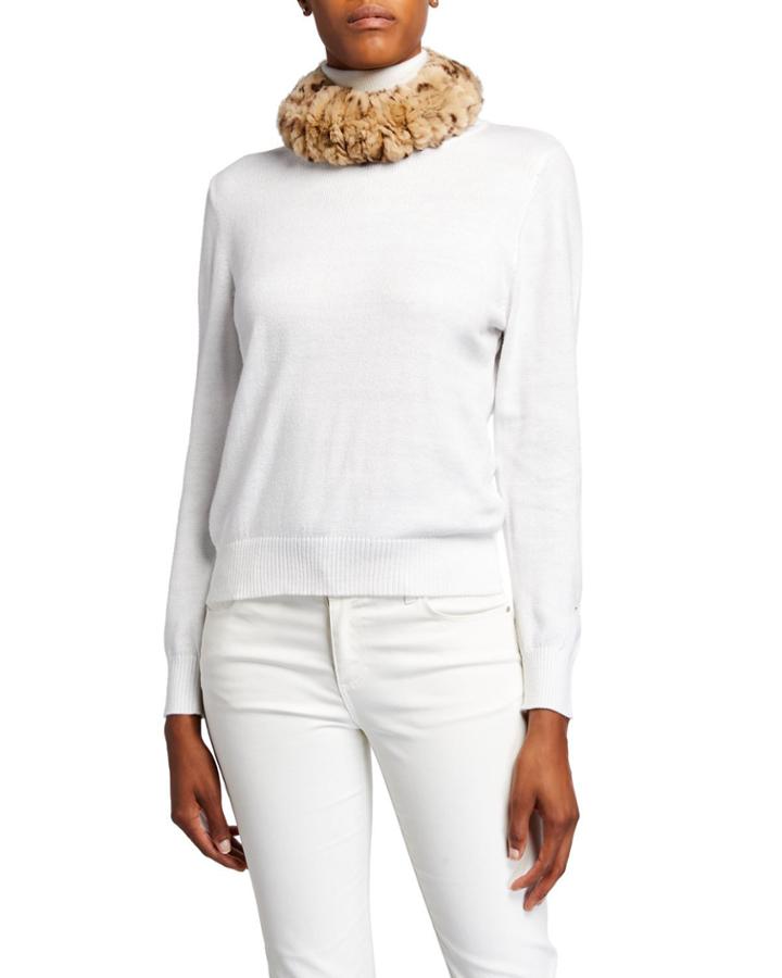 Leopard-print Rabbit Fur Headband