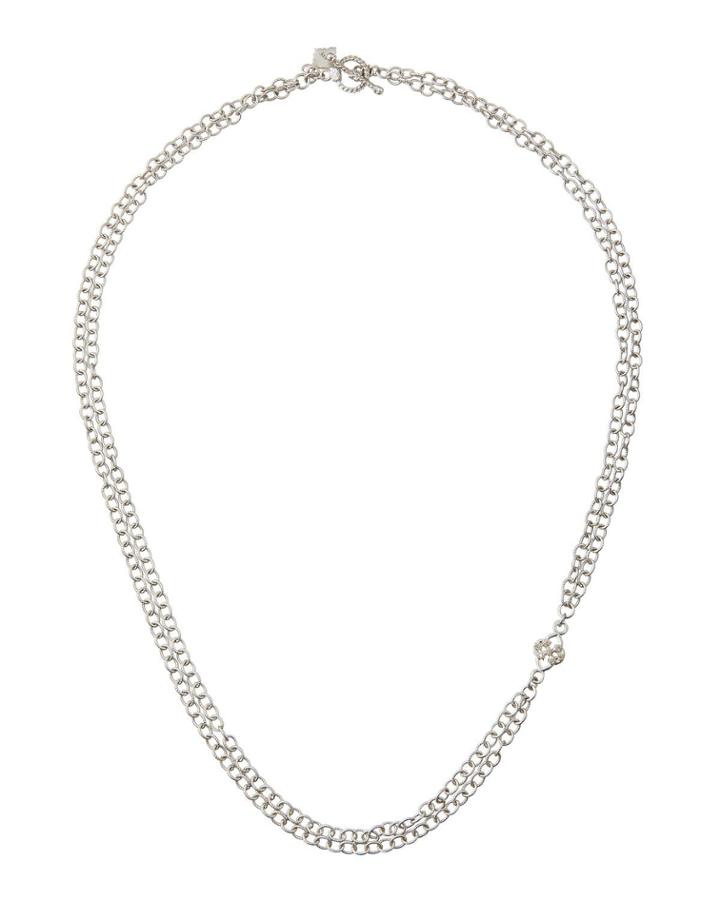 Double-strand Chain Necklace With Champagne Diamond