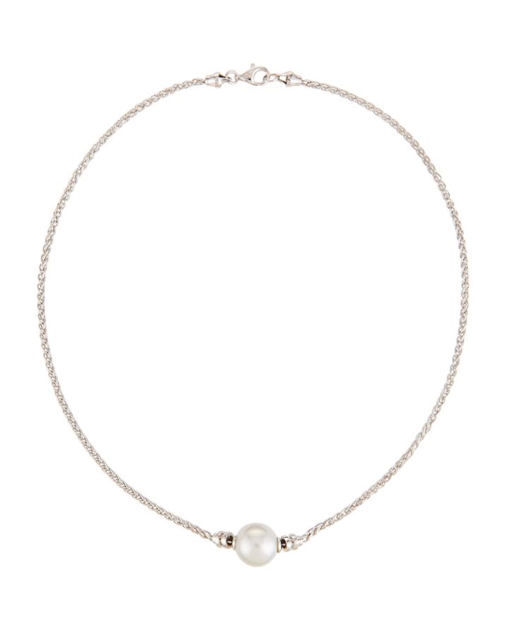 14k White Gold Integrated Pearl Necklace