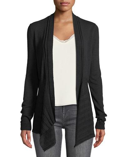 Mixed-ribbed Open-front Cardigan