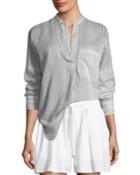 Pencil Stripe Long-sleeve Pullover Tunic