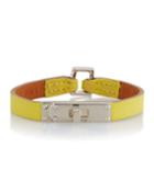 Micro Kelly Leather Bracelet, Yellow/silver