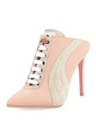 Lace-up Leather Mule Pump, Pink